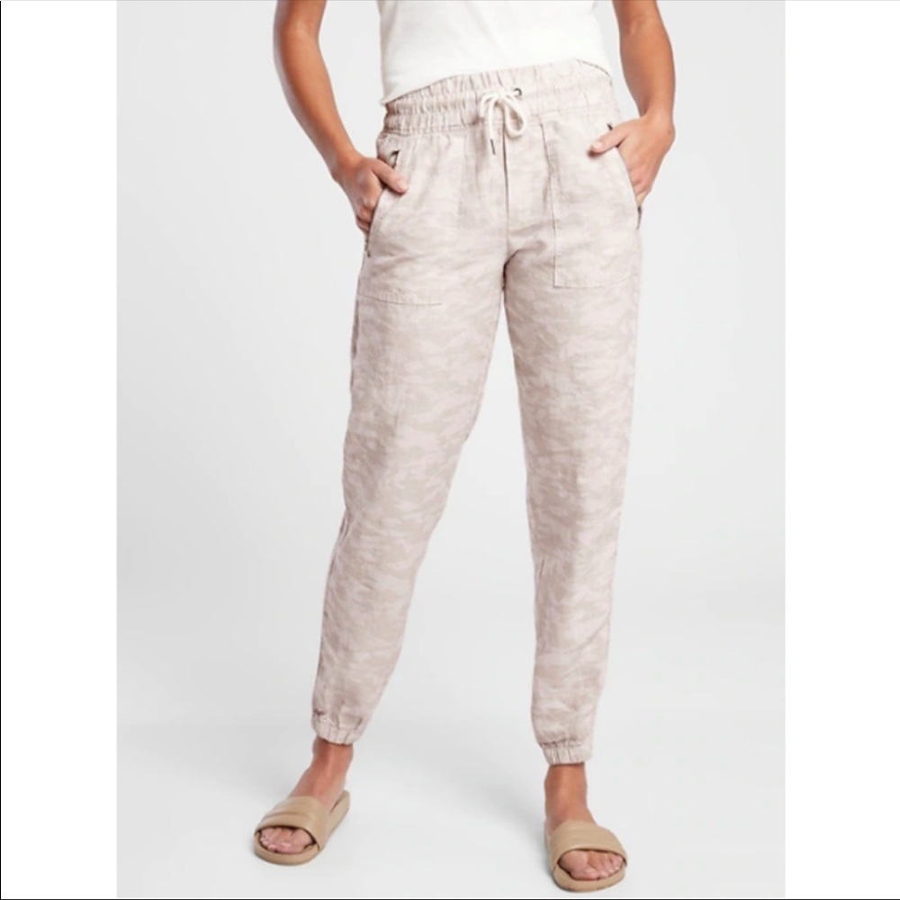NWT⛱️🔥Athleta - Cream Cabo Tide Linen Jogger - 14P